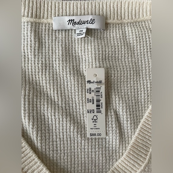 Madewell Asherton Waffle Henley Sweater | NWT | 2X - Picture 10 of 11